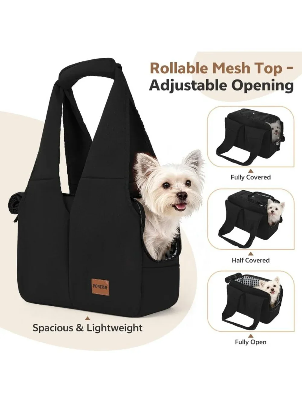 Soft-Sided Dog Carrier Tote for Small Pets, 6 Pockets, Travel-Friendly